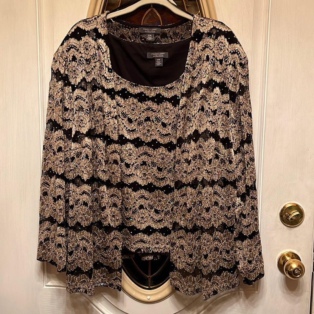 Dressbarn Woman 2Pc Lace Shell & Jacket, Size 22W